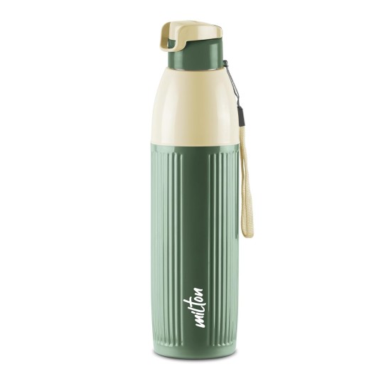 Milton Steel Sierra 900 Insulated Inner Stainless Steel Water Bottle, 1 Piece, 630 ml, Green| Easy Grip | Leak Proof | Hot or Cold | School | Office |Treking | Travel Bottle