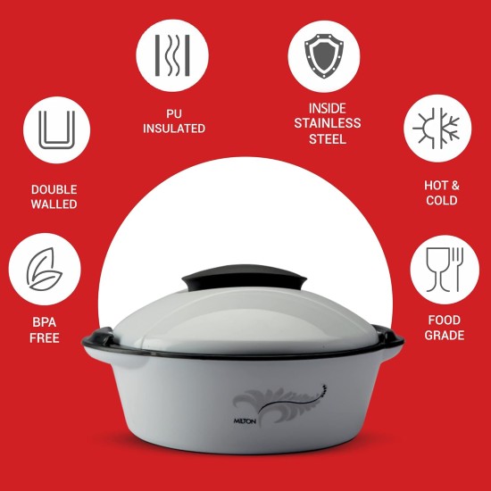 MILTON Crisp Dlx 1200 Insulated Inner Steel Casserole, 1.05 litres, Grey