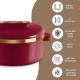 MILTON Curve 1500 Inner Stainless Steel Casserole, 1300 ml, Maroon | BPA Free | Food Grade | Easy to Carry | Easy to Store | Chapati | Roti | Curd Maker