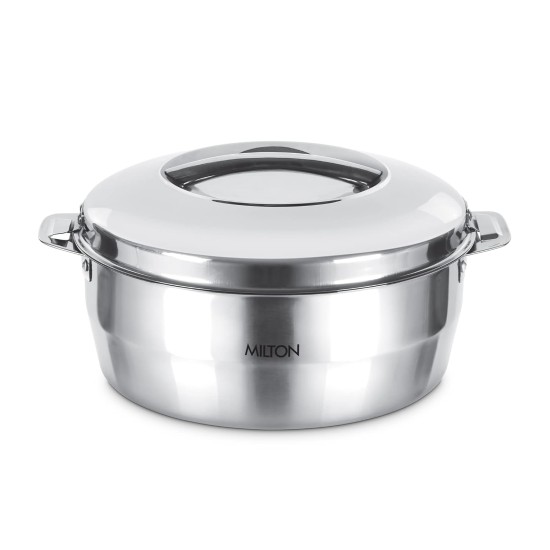 MILTON Empress 1500 Stainless Steel Casserole, 1500 ml, Silver | Double Walled | PU Insulated | Hot & Cold | Food Grade | Easy to Lift Handle | Hygienic | Odourless