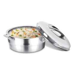 MILTON Empress 1500 Stainless Steel Casserole, 1500 ml, Silver | Double Walled | PU Insulated | Hot & Cold | Food Grade | Easy to Lift Handle | Hygienic | Odourless