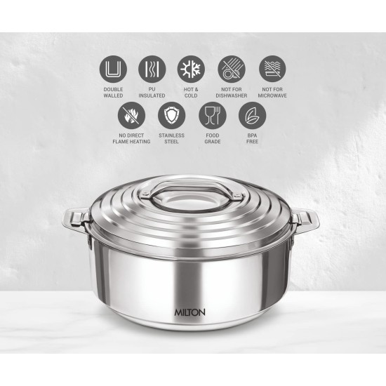 Milton Galaxia Stainless Steel Casserole, 2.5 litres, Silver