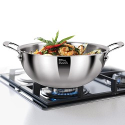 MILTON Pro cook Triply Deep Kadhai with Stainless Steel Lid, 24 cm, 3.6 litres, Silver | 3 Years Warranty | Dishwasher | Induction | Hot Plate | Flame Safe