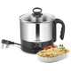 Milton Kitchen Essential Euroline Go Electro Electric Cooker With Glass Lid, 600 Watt, 1.2 Litres, Multi-Purpose Kettle Cum Steamer for Instant Noodles, Eggs, Vegetables, Auto Cut-Off, Cordless Pot