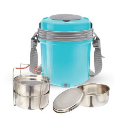 MILTON Electron Stainless Steel Tiffin Box Set, 360ml/158mm, Set of 3, Blue