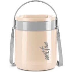 MILTON Classic Stainless Steel Tiffin with Lifter, 3 Container, 300 ml Each, Ivory | PU Insulated | Food Grade | Easy to Carry | Hot & Cold | Office | Outdoors | Food Grade