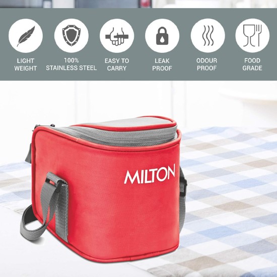 MILTON Cube 2 Lunch box, 300 ml, Set of 2, Red