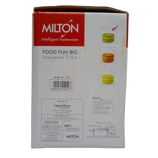 Milton Food Fun Big Insulated Tiffin Box, Orange, Plastic