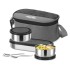 MILTON Master Stainless Steel Lunch Box (Oval Container, 450ml; 2 Leak Proof Round Container, 280 ml; Spoon & Fork) with Insulated Jacket, Black | Tiffin | Food Grade | Easy to Carry | Odour Proof