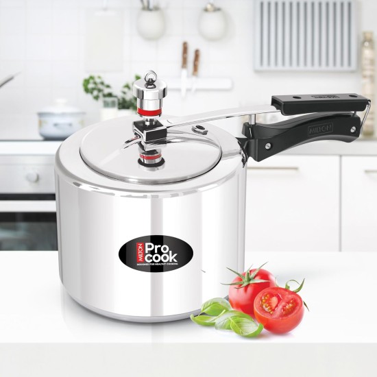 Milton Pro Cook Aluminium Non Induction Pressure Cooker With Inner Lid, 3 litre, Silver | Hot Plate Safe | Flame Safe