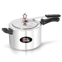 Milton Pro Cook Aluminium Non Induction Pressure Cooker With Inner Lid, 5 litre, Silver | Hot Plate Safe | Flame Safe