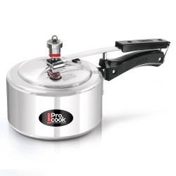 Milton Pro Cook Aluminium Non Induction Pressure Cooker With Inner Lid, 2 litre, Silver | Hot Plate Safe | Flame Safe