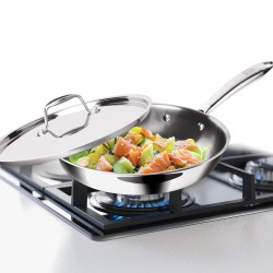 MILTON Pro cook Triply Stainless Steel Fry Pan with Lid, 20 cm / 1.2 Litre | 3 Years Warranty