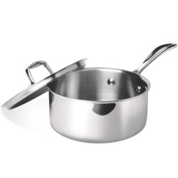 Milton Pro Cook Triply Stainless Steel Sauce Pan with Lid, 18 cm / 2.2 Litre | 3 Years Warranty