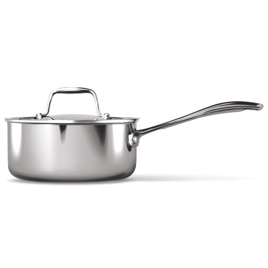 Milton Pro Cook Triply Stainless Steel Sauce Pan with Lid, 14 cm / 1 Litre | 3 Years Warranty