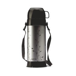 Milton Eiffel 1000 Vacuum Insulated Thermos Flask with Strap to Carry, 910 ml, 24 Hours Hot & Cold Water Bottle for Office, Hiking, Trekking, Travel, Black