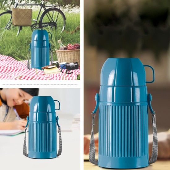 Milton Precious 500 Plastic Insulated Flask, 480 ml, Capri Blue | BPA Free | Food Grade | Odour Free | Easy Grip | Easy to Carry| Light Weight | School | Kids | Picnic