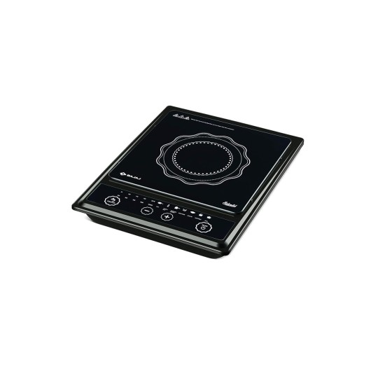 Bajaj Splendid 1200W Induction Glass Ceramic Cooktop with Pan Sensor and Voltage Pro Technology, Black