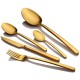 FNS Bianca 26 Pcs Gold Plated Premium Cutlery Set in Beautiful Leatherette Box Packaging (6 Dinner Spoon, 6 Dinner Fork, 6 Teaspoon, 6 Dinner Knives & 2 Serving Spoons)