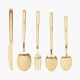 FNS Bianca 26 Pcs Gold Plated Premium Cutlery Set in Beautiful Leatherette Box Packaging (6 Dinner Spoon, 6 Dinner Fork, 6 Teaspoon, 6 Dinner Knives & 2 Serving Spoons)