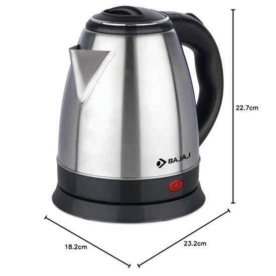 Bajaj KTX 1.5 Litre DLX Electric Kettle |1500W Kettle with Stainless Steel Body | Cordless Operation | Auto Shut-off Mechanism | 2-Yr Warranty | Black