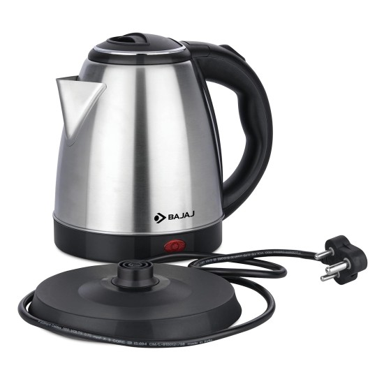 Bajaj KTX 1.5 Litre DLX Electric Kettle |1500W Kettle with Stainless Steel Body | Cordless Operation | Auto Shut-off Mechanism | 2-Yr Warranty | Black