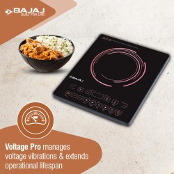 Bajaj ICX 200FP 2000 W Induction Cooktop | 7 Pre-Set Menus | Digital Display | Black |1 Year Warranty |