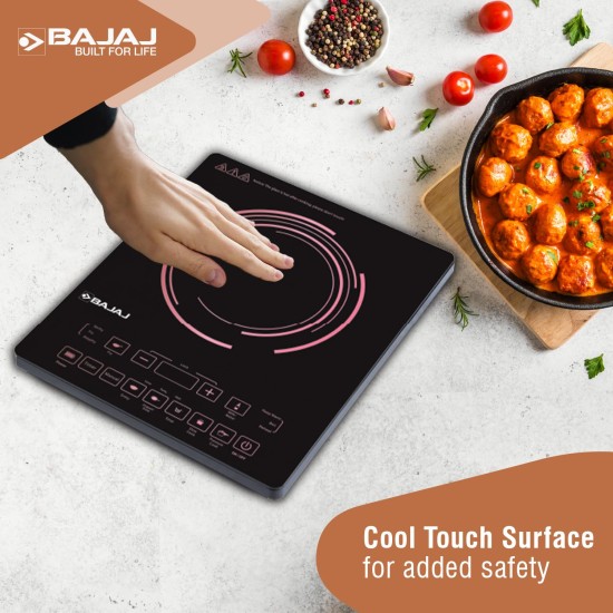 Bajaj ICX 200FP 2000 W Induction Cooktop | 7 Pre-Set Menus | Digital Display | Black |1 Year Warranty |