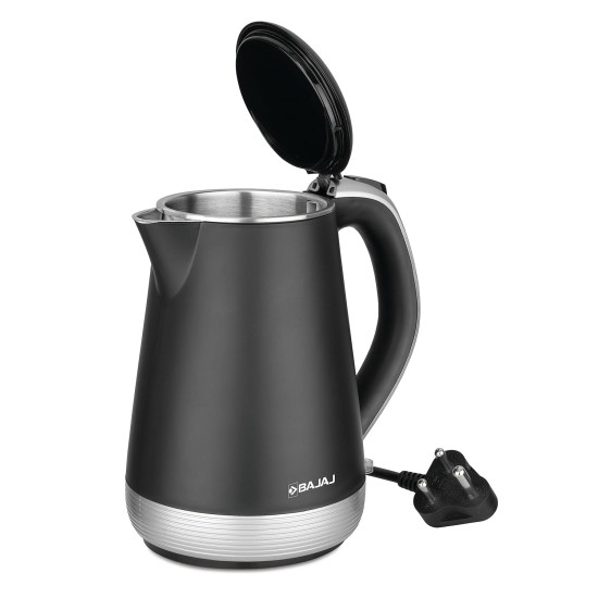 Bajaj KTP 1.7 Ltr Electric Kettle For Hot Water|1600W Double Walled Hot Water Kettle|360° Swivel Base With Cord Storage|On-Off Switch With Indicator|Dry Boil Protection|2 Year Warranty By Bajaj|Silver