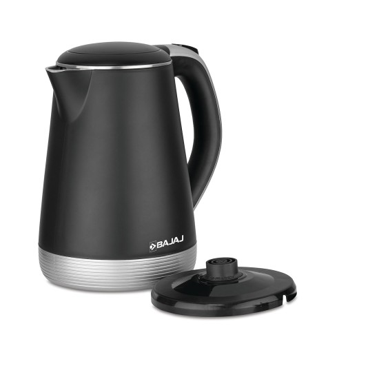 Bajaj KTP 1.7 Ltr Electric Kettle For Hot Water|1600W Double Walled Hot Water Kettle|360° Swivel Base With Cord Storage|On-Off Switch With Indicator|Dry Boil Protection|2 Year Warranty By Bajaj|Silver