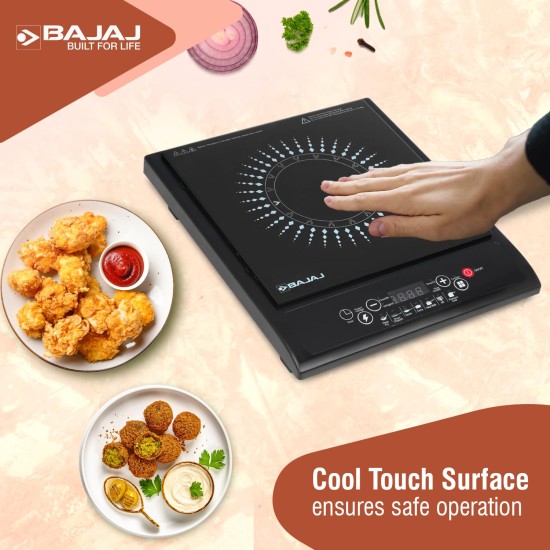 Bajaj Splendid 120TS 1200 Watts Induction Cooktop With Tact Switch | Stove Comes With 7 Pre-Set Menus | Digital Led Display | 1 Year Warranty | Black & White