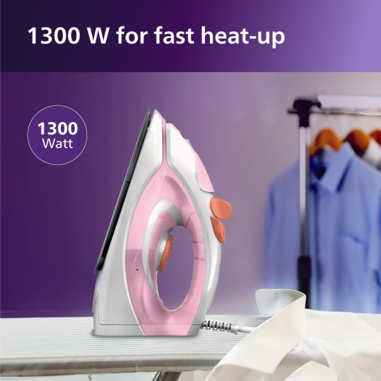 Philips Steam Iron GC1920/28 – 1300-watt, From Worlds No.1 Ironing Brand*, Golden non-stick soleplate, Steam Rate of up to 17g/min