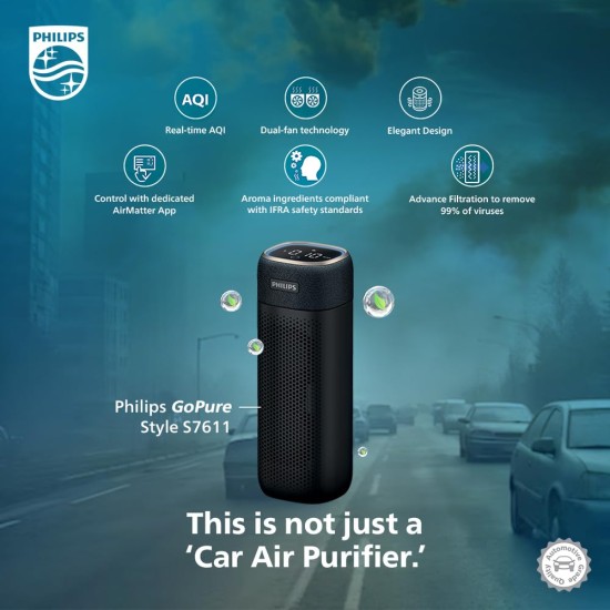 Philips Automotive Gopure Style Car Air Purifier Gps7611, Black