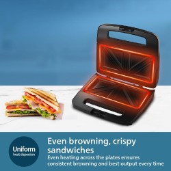 Philips Domestic Appliances HD2288/00 XL Sized Sandwich Maker Black with Metallic Finish