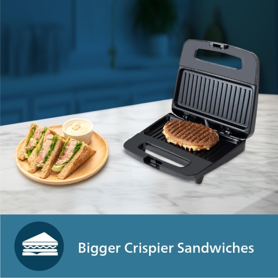 Philips Domestic Appliances HD2289/00 XL Sized Sandwich Maker Black with Metallic Finish