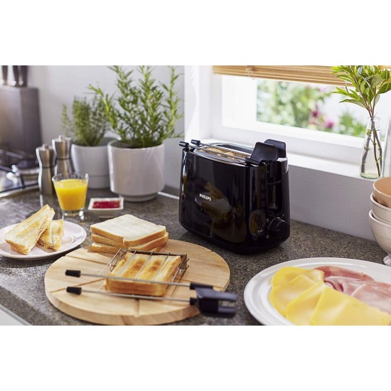 Philips Daily Collection HD2583/90 600-Watt 2 in 1 - Toaster and Sandwichmaker (Black)