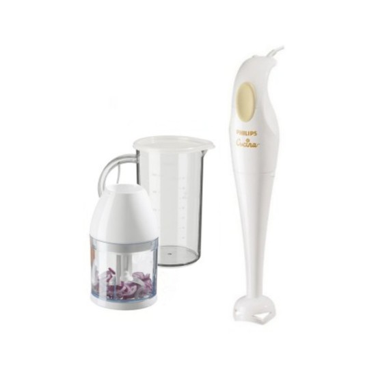 Philips HR1351/C 250-Watt Hand Blender with Chopping Attachment (White)