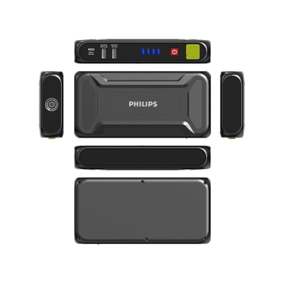 Philips Car Jump Starter JS3210 | Compact Design | Compatible with 4.0L Petrol Engine, 3.0L Diesel Engine and Two Wheeler | 9900mAH