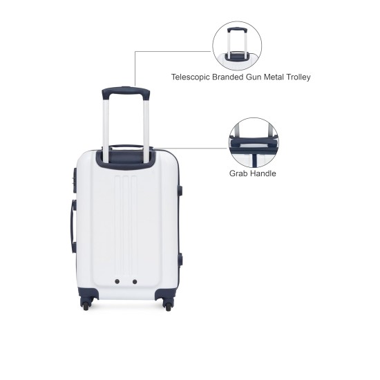 Tommy Hilfiger Wyoming Unisex Hard Luggage - White, 66Cm Medium Trolley Bag