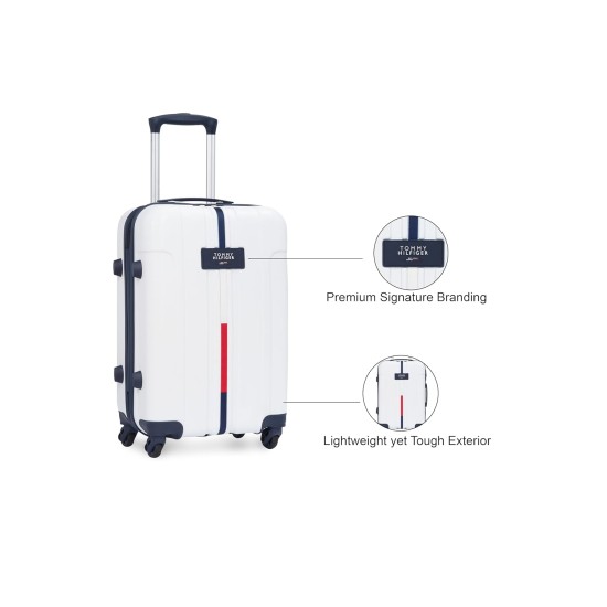 Tommy Hilfiger Wyoming Unisex Hard Luggage - White, 66Cm Medium Trolley Bag