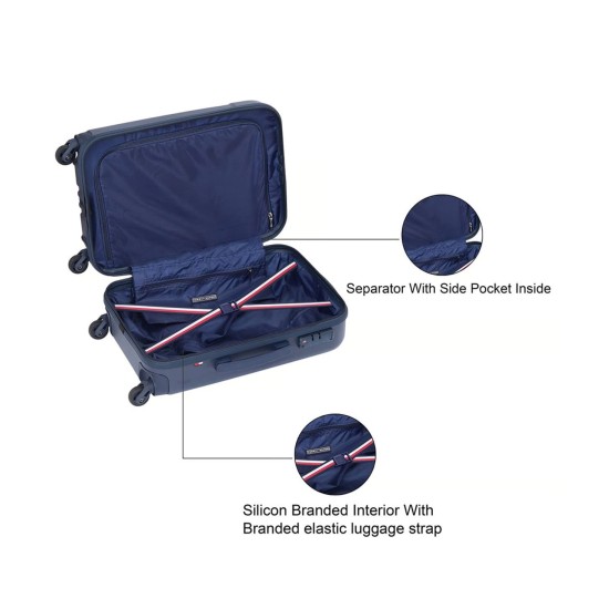 Tommy Hilfiger Wyoming Unisex Hard Luggage - Navy, 66Cm Medium Trolley Bag