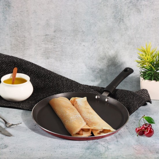 Vinod Popular Non Stick Dosa Tawa 25cm with Sturdy Riveted and Bakelite Handle (Induction Friendly), Non Toxic and PFOA Free