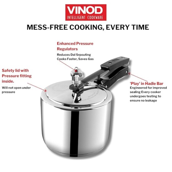 Vinod Stainless Steel Inner Lid Pressure Cooker - 2 Litre