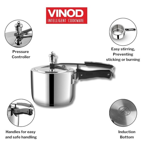 Vinod Stainless Steel Inner Lid Pressure Cooker - 2 Litre