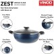 Vinod Zest Aluminium Non Stick Deep Kadhai with Glass Lid - 2 Litre, 20cm | 3 Layer Ceramic Coating | 3 mm Thick | Metal Spoon Friendly 