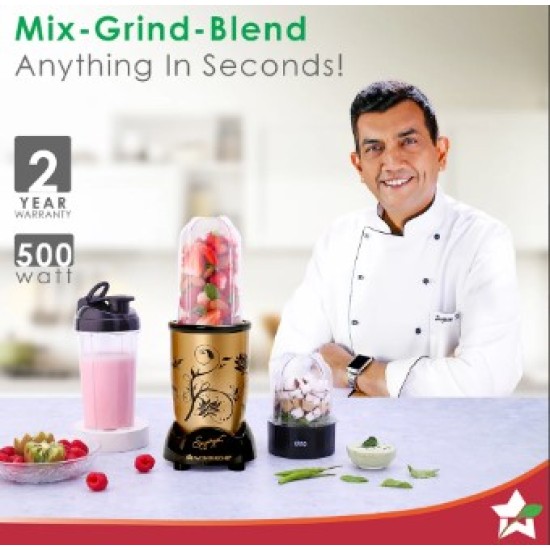 Wonderchef Nutri-blend Mixer, Grinder & Blender | Powerful 400W 22000 RPM 100% Full Copper Motor |Stainless Steel Blades |2 Unbreakable Jars |2 Years Warranty |Recipe book by Chef Sanjeev Kapoor