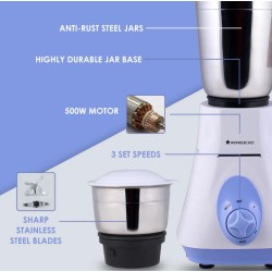 Wonderchef Vietri 500-Watt Mixer Grinder (Blue)