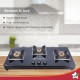 Wonderchef Octavia 3 Burner Glass Hob Top Manual Cooktop | 8mm Toughened Glass | Manual Ignition | Forged Brass Burners | Stainless Steel Drip Tray | Anti-Skid Legs | 2 Year Warranty