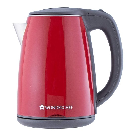 Wonderchef Crimson Edge Electric Kettle 1500W| Stainless Steel body with Auto-shut Off | 2-level Safety | Cool-touch | 1.2 Litres capacity | 2 Years Warranty | Red