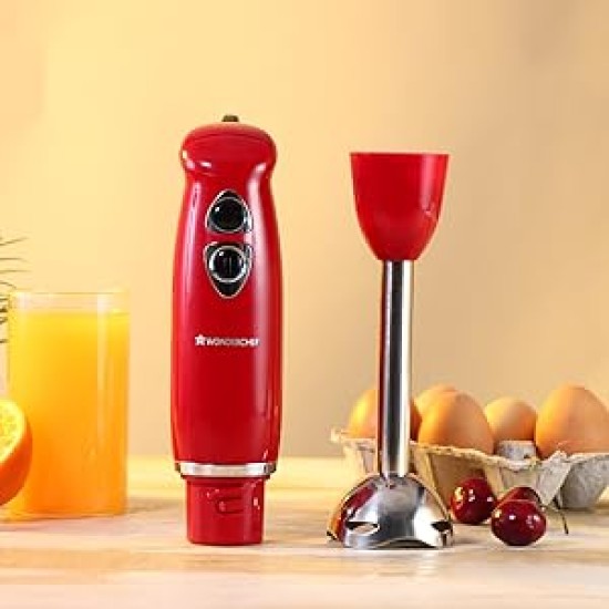 Crimson Edge 400 W Electric Hand Blender | Powerful & Silent Motor | Portable | Easy Control Grip | Hot & Cold Blending | 2 Speed Selection | Anti Rush Sharp Stainless Steel Blades | Detachable stem | 2 Years warranty | Red